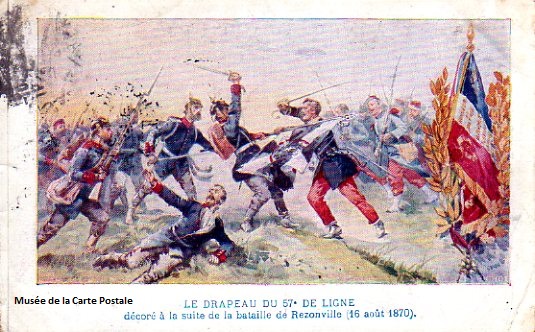 Carte postale ancienne représentant une bataille militaire.