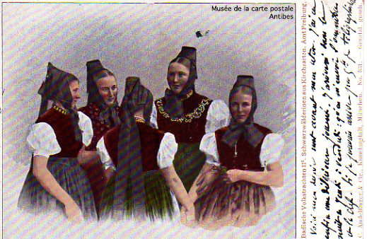 Carte postale représentant le folklore allemand.
