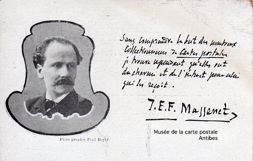 Carte postale ancienne avec autographe de Jules Emile Frédéric Massenet.
