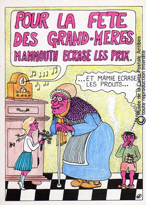 Carte postale moderne autour de la Fête des Grands-Mères.
