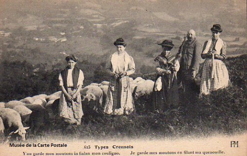 Carte postale ancienne du Limousin, représentant une scène de la vie active au pays creusois.