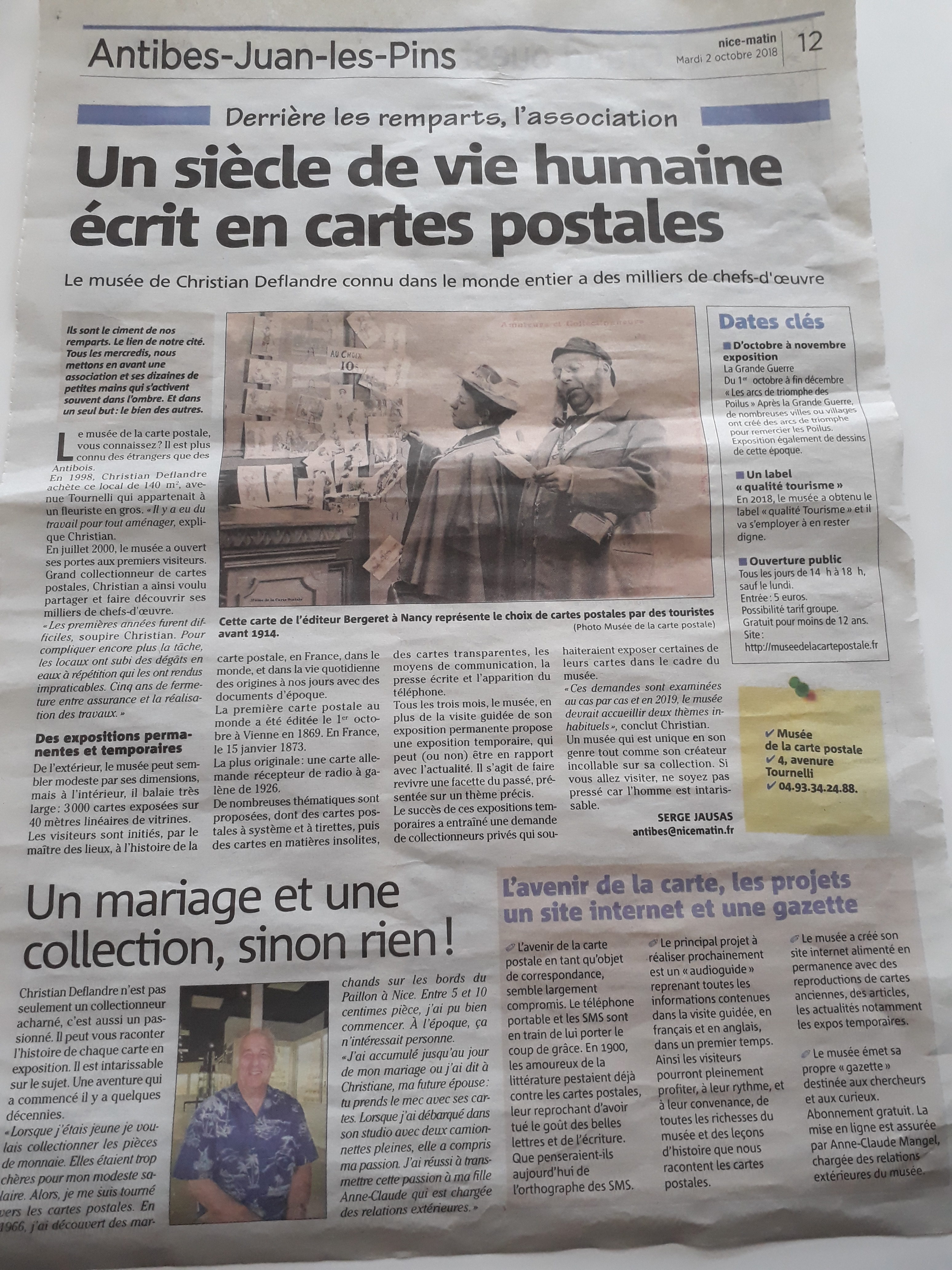 Article Nice Matin du 02/10/2018