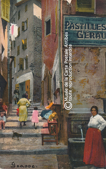 Carte postale ancienne montrant le village de Grasse.