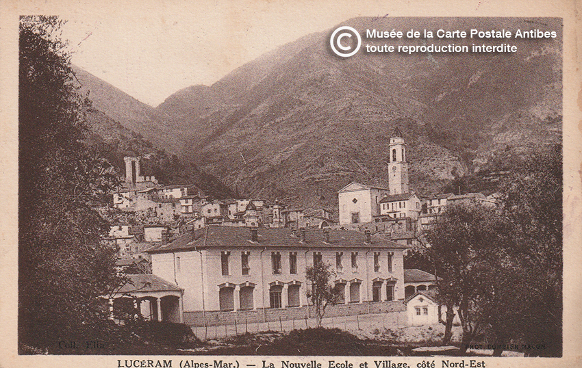 Village de Lucéram en carte postale ancienne.