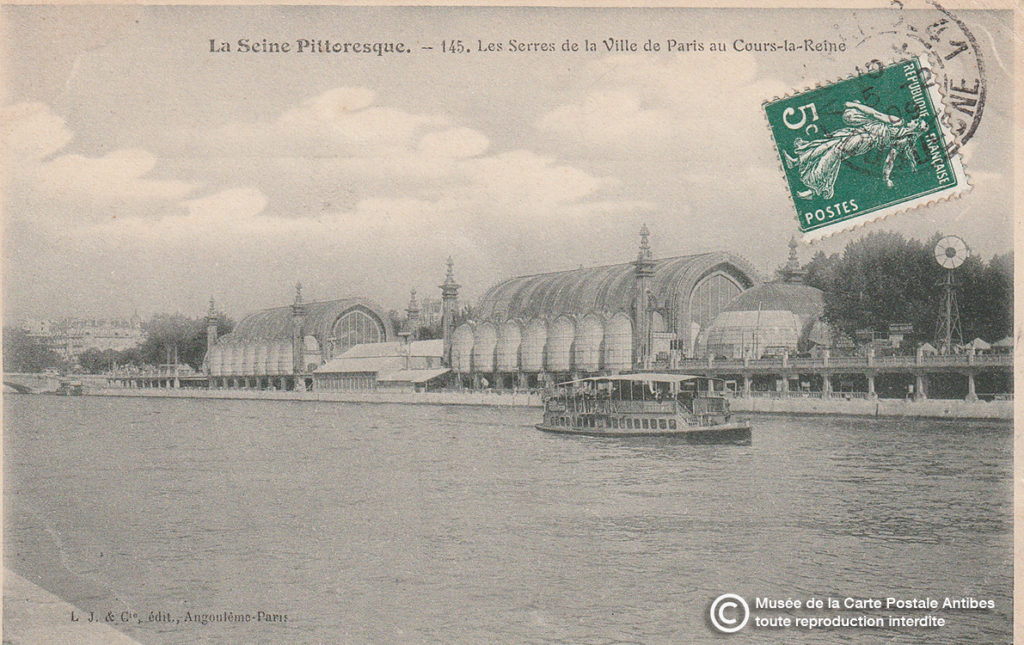 Carte postale des serres de la ville de Paris au Cours-la-Reine.